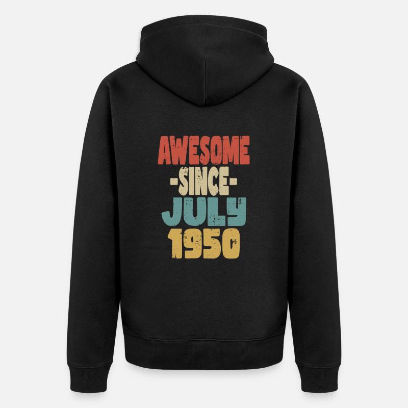 1950 Juillet Anniversaire Rétro - Veste à capuche bio Premium Unisexe - noir