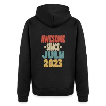 2023 Juli Geburtstag Retro - Unisex Premium Bio Zip Hoodie - Schwarz - Hinten - Nico (187cm)