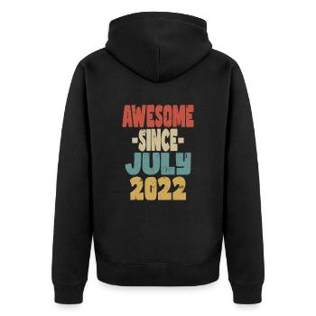 2022 July Birthday Retro - Unisex Premium Organic Zip Hoodie - black - Back - Nico (187cm)