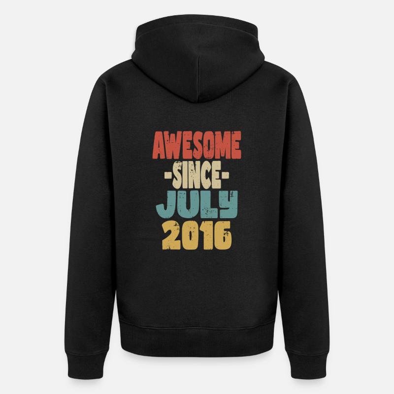 2016 Juillet Anniversaire Rétro - Veste à capuche bio Premium Unisexe - noir