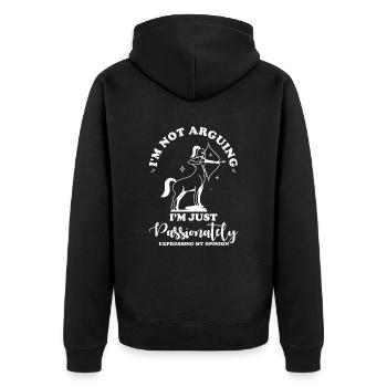 Signe du zodiaque Horoscope astrologique du Sagittaire - Veste à capuche bio Premium Unisexe - noir - Dos - Nico (187cm)