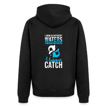 Fische Sternzeichen Astrologie Horoskop - Unisex Premium Bio Zip Hoodie - Schwarz - Hinten - Nico (187cm)