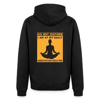 Tägliche Meditationsroutine Yoga Achtsamkeit - Unisex Premium Bio Zip Hoodie - Schwarz - Hinten - Nico (187cm)