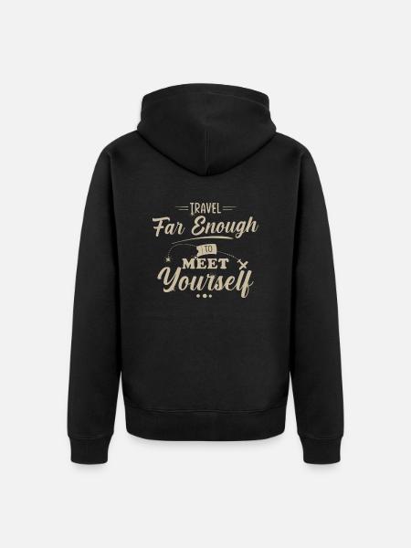 Travel Saying - Unisex Premium Organic Zip Hoodie - black