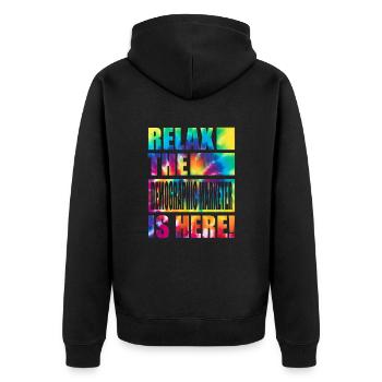 Demographic Marketer Lustiger Spruch - Unisex Premium Bio Zip Hoodie - Schwarz - Hinten - Nico (187cm)
