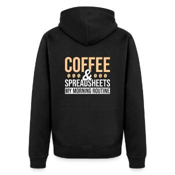 Buchhalter-tabellenkaffee - Unisex Premium Bio Zip Hoodie - Schwarz - Hinten - Nico (187cm)
