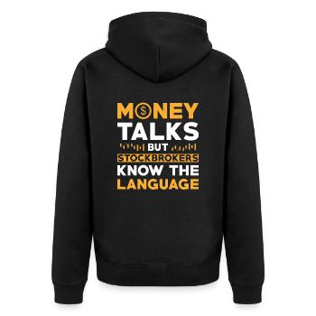 Money Talks Courtier en valeurs mobilières Investisseur Trader - Veste à capuche bio Premium Unisexe - noir - Dos - Nico (187cm)
