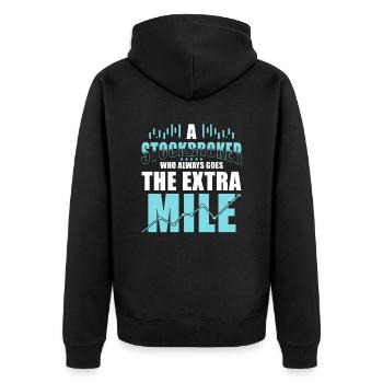 Stockbroker-sprichwort - Unisex Premium Bio Zip Hoodie - Schwarz - Hinten - Nico (187cm)