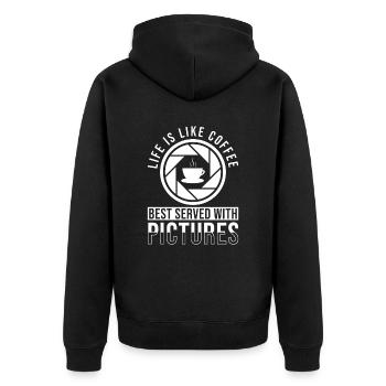 Photographers Gift - Unisex Premium Organic Zip Hoodie - black - Back - Nico (187cm)
