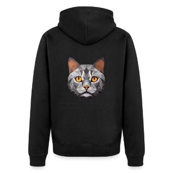 British Shorthair Cat BSH Low Polygon - Unisex Premium Bio Zip Hoodie - Schwarz - Hinten - Nico (187cm)