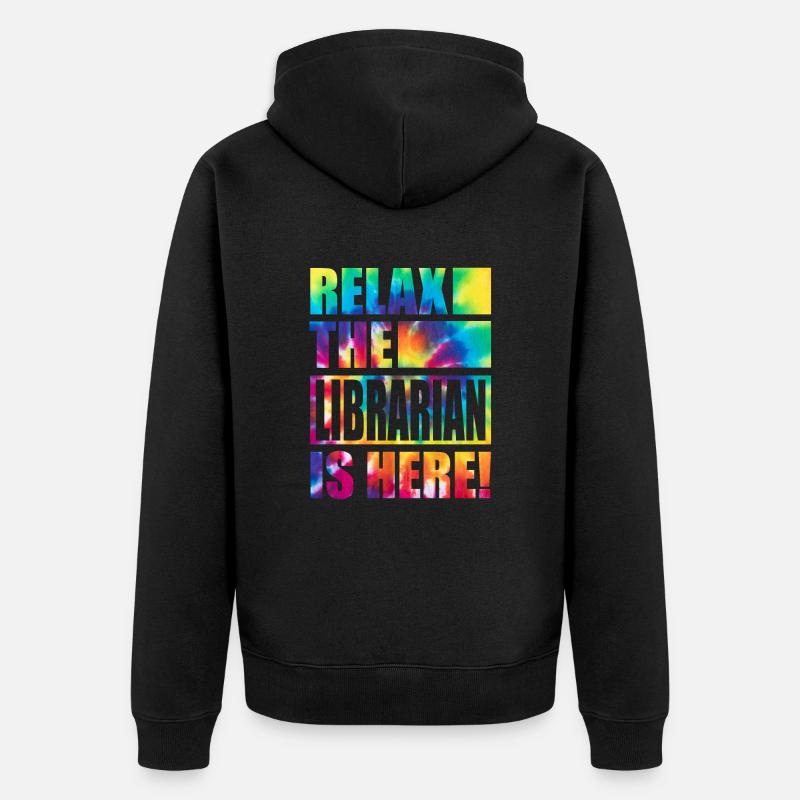 Librarian Lustiger Spruch - Unisex Premium Bio Zip Hoodie - Schwarz
