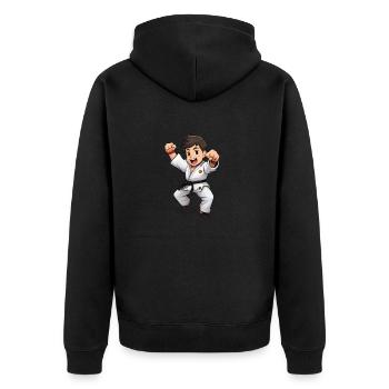 Karate - Unisex Premium Bio Zip Hoodie - Schwarz - Hinten - Nico (187cm)