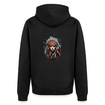Native Americans - Unisex Premium Organic Zip Hoodie - black - Back - Nico (187cm)