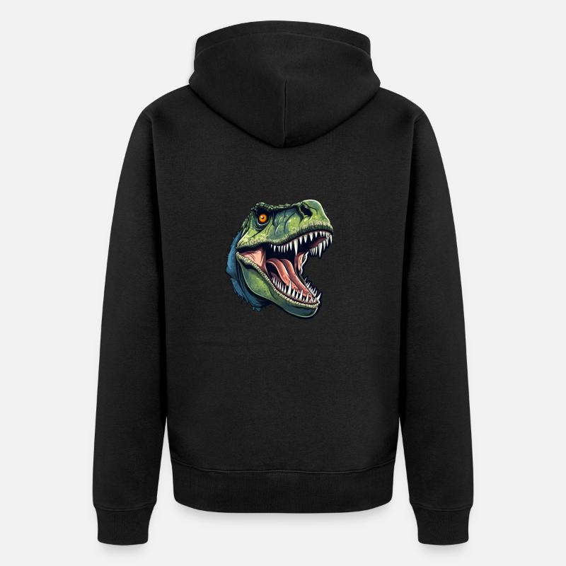 T-Rex Dino Tête - Veste à capuche bio Premium Unisexe - noir