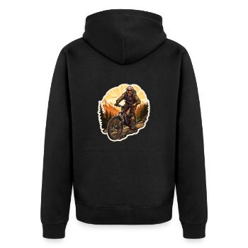 Mountainbike - Unisex Premium Bio Zip Hoodie - Schwarz - Hinten - Nico (187cm)
