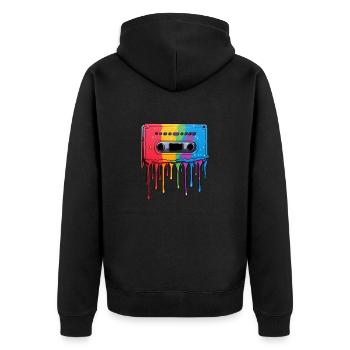 Kassetten-Tropfen - Unisex Premium Bio Zip Hoodie - Schwarz - Hinten - Nico (187cm)