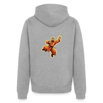 Combattant de Kung Fu - Veste à capuche bio Premium Unisexe - gris chiné - Dos - Nico (187cm)