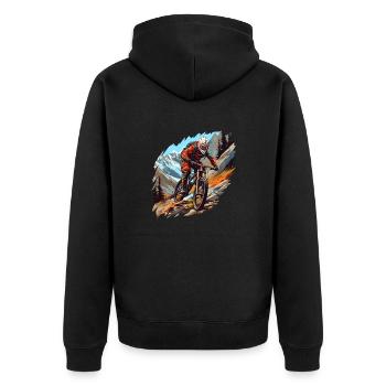 Mountain bike - Unisex Premium Organic Zip Hoodie - black - Back - Nico (187cm)