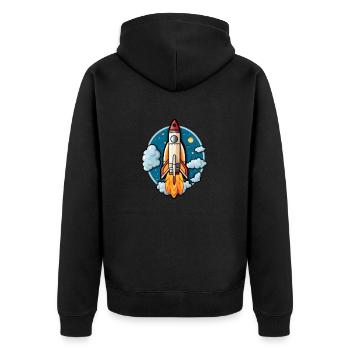 Rocket - Unisex Premium Organic Zip Hoodie - black - Back - Nico (187cm)