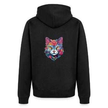 Conception florale esthétique pour chat - Veste à capuche bio Premium Unisexe - noir - Dos - Nico (187cm)