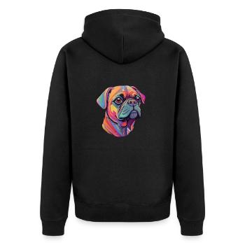 Mops Kopf - Unisex Premium Bio Zip Hoodie - Schwarz - Hinten - Nico (187cm)