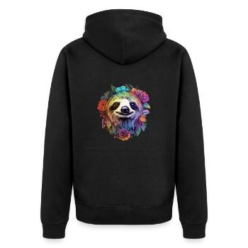 Sloth Aesthetics Flower - Unisex Premium Organic Zip Hoodie - black - Back - Nico (187cm)