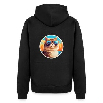 Chat avec des lunettes de soleil - Veste à capuche bio Premium Unisexe - noir - Dos - Nico (187cm)