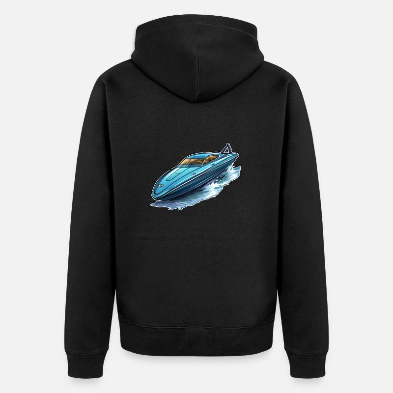 Motorboot Schnellboot - Unisex Premium Bio Zip Hoodie - Schwarz