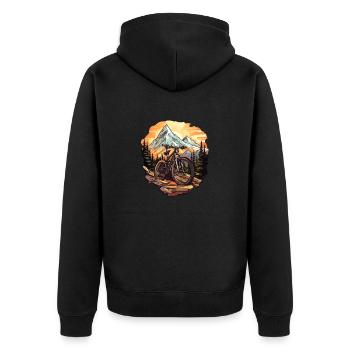 Mountainbike - Unisex Premium Bio Zip Hoodie - Schwarz - Hinten - Nico (187cm)