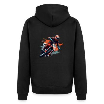 Motocross Motorcycle - Unisex Premium Organic Zip Hoodie - black - Back - Nico (187cm)