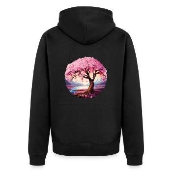 Cerisier en fleurs - Veste à capuche bio Premium Unisexe - noir - Dos - Nico (187cm)