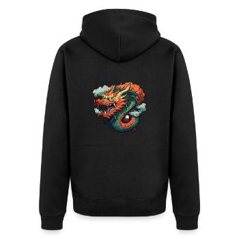 Dragon chinois - Veste à capuche bio Premium Unisexe - noir - Dos - Nico (187cm)