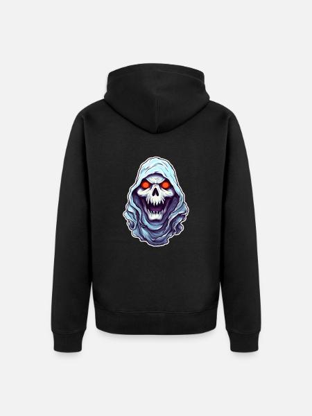 Skull Ghost Halloween - Unisex Premium Organic Zip Hoodie - black