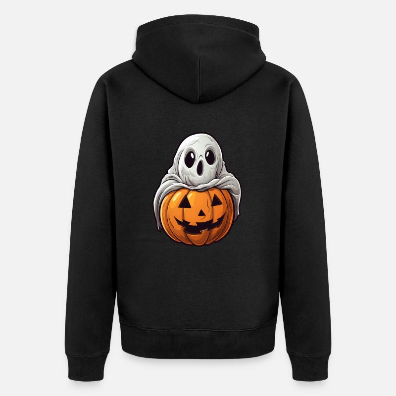 Ghost Pumpkin Halloween Comic - Veste à capuche bio Premium Unisexe - noir