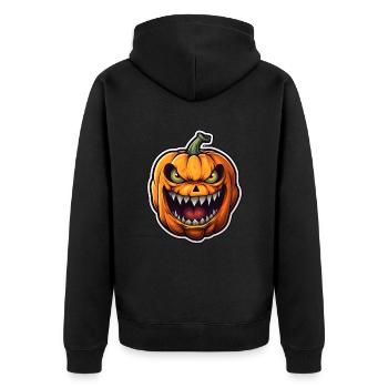 Pumpkin - Unisex Premium Organic Zip Hoodie - black - Back - Nico (187cm)