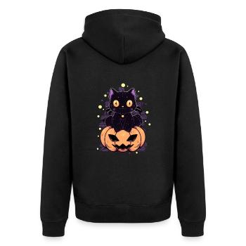 Chat Manga Halloween - Veste à capuche bio Premium Unisexe - noir - Dos - Nico (187cm)