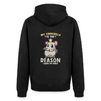 Chinchilla Niedlich - Unisex Premium Bio Zip Hoodie - Schwarz - Hinten - Nico (187cm)