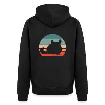 Chinchilla Retro - Unisex Premium Bio Zip Hoodie - Schwarz - Hinten - Nico (187cm)