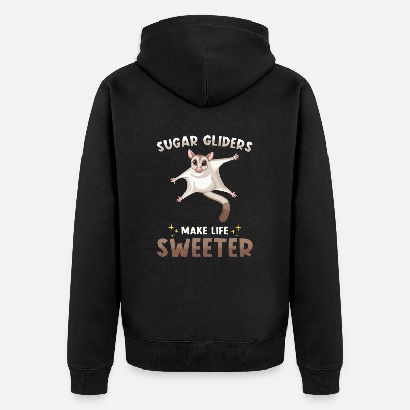 Sugar Glider Spruch - Unisex Premium Bio Zip Hoodie - Schwarz