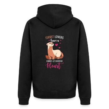 Ferret gift for ferret owners - Unisex Premium Organic Zip Hoodie - black - Back - Nico (187cm)