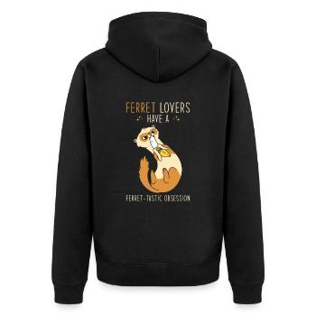 Ferret gift for ferret owners - Unisex Premium Organic Zip Hoodie - black - Back - Nico (187cm)
