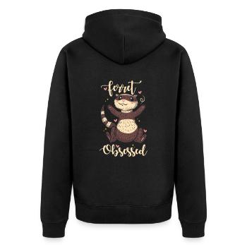 Ferret gift for ferret owners - Unisex Premium Organic Zip Hoodie - black - Back - Nico (187cm)