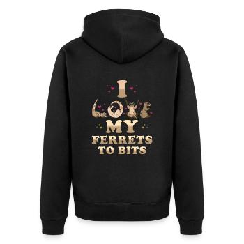 Ferret gift for ferret owners - Unisex Premium Organic Zip Hoodie - black - Back - Nico (187cm)