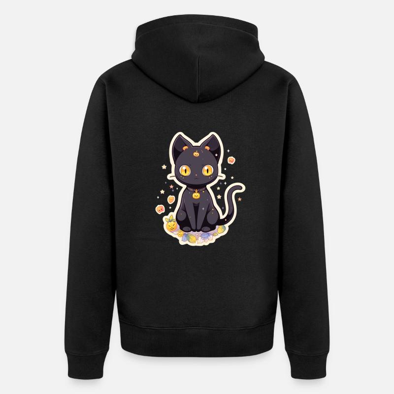 Anime Halloween Black Cat - Veste à capuche bio Premium Unisexe - noir