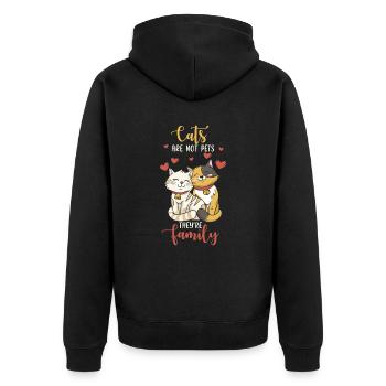 Katze Familie - Unisex Premium Bio Zip Hoodie - Schwarz - Hinten - Nico (187cm)