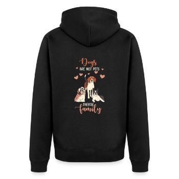 Katze Familie - Unisex Premium Bio Zip Hoodie - Schwarz - Hinten - Nico (187cm)