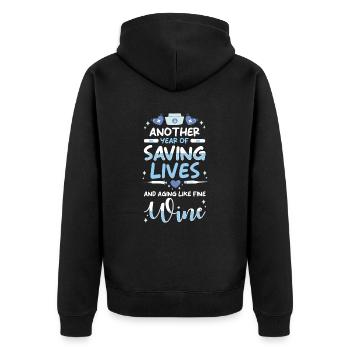 Krankenschwester Geburtstagsgeschenk - Unisex Premium Bio Zip Hoodie - Schwarz - Hinten - Nico (187cm)