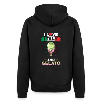Gelato Italien Italienische Küche - Unisex Premium Bio Zip Hoodie - Schwarz - Hinten - Nico (187cm)