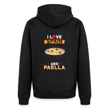 Paella Spanien Spanische Küche - Unisex Premium Bio Zip Hoodie - Schwarz - Hinten - Nico (187cm)