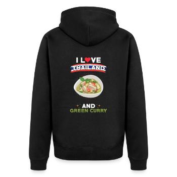 Green Curry Thailand Thai Cuisine - Unisex Premium Organic Zip Hoodie - black - Back - Nico (187cm)